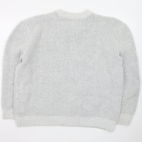 Next Men Grey Chunky Knit Crew Neck Pullover Jumper 2XL