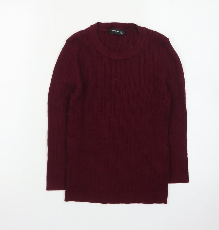 Stradivarius Womens Red Cable Knit Pullover Jumper Size 8