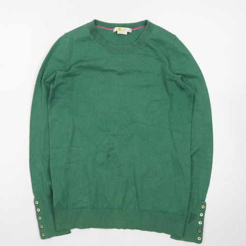Boden Women Green Cotton Crew Neck Long Sleeve Jumper S