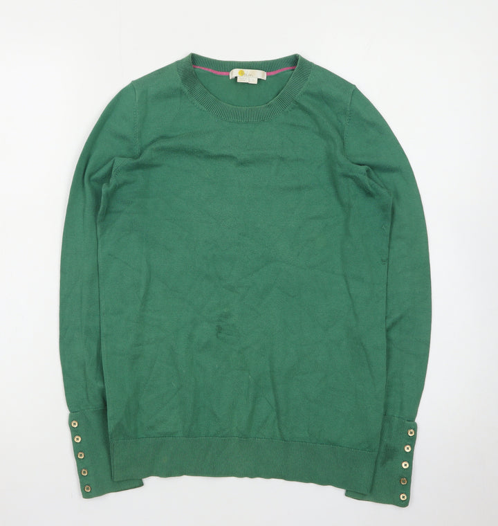 Boden Women Green Cotton Crew Neck Long Sleeve Jumper S