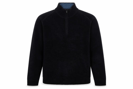 Boys of Europe Men's Black L 1/2 Zip Chunky Knit Jumper