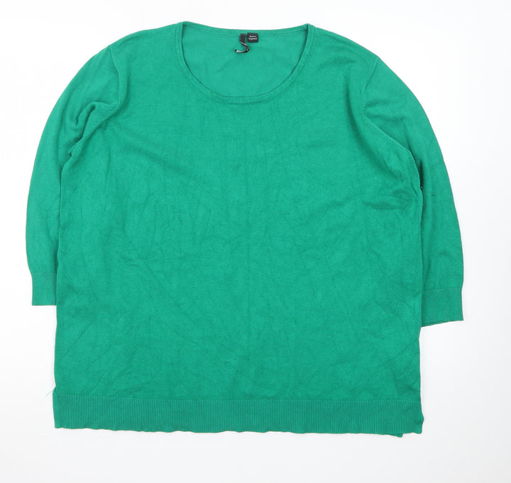 Capsule Women's Green Plus Size 20/22 Knit Scoop Neck Pullover Jumper