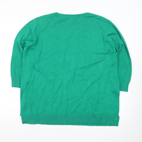 Capsule Women's Green Plus Size 20/22 Knit Scoop Neck Pullover Jumper