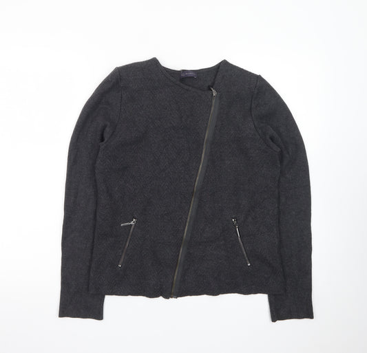 Marks and Spencer Women's Black Wool Blend Biker Jacket Size 14