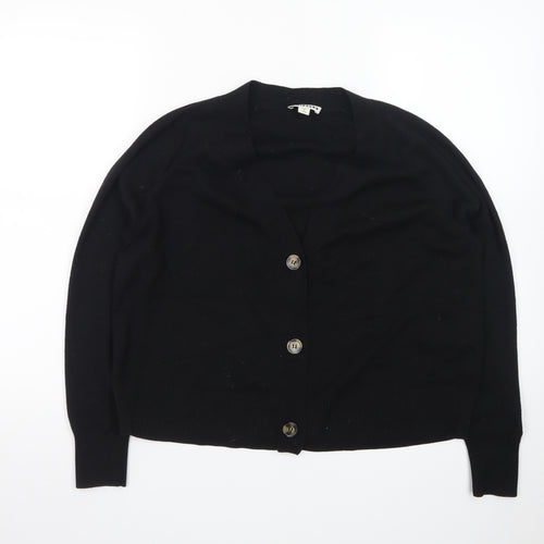 Whistles Women's Black Cotton Knit Cardigan Size S