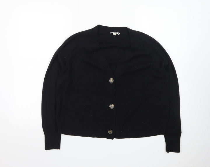 Whistles Women's Black Cotton Knit Cardigan Size S