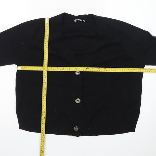 Whistles Women's Black Cotton Knit Cardigan Size S