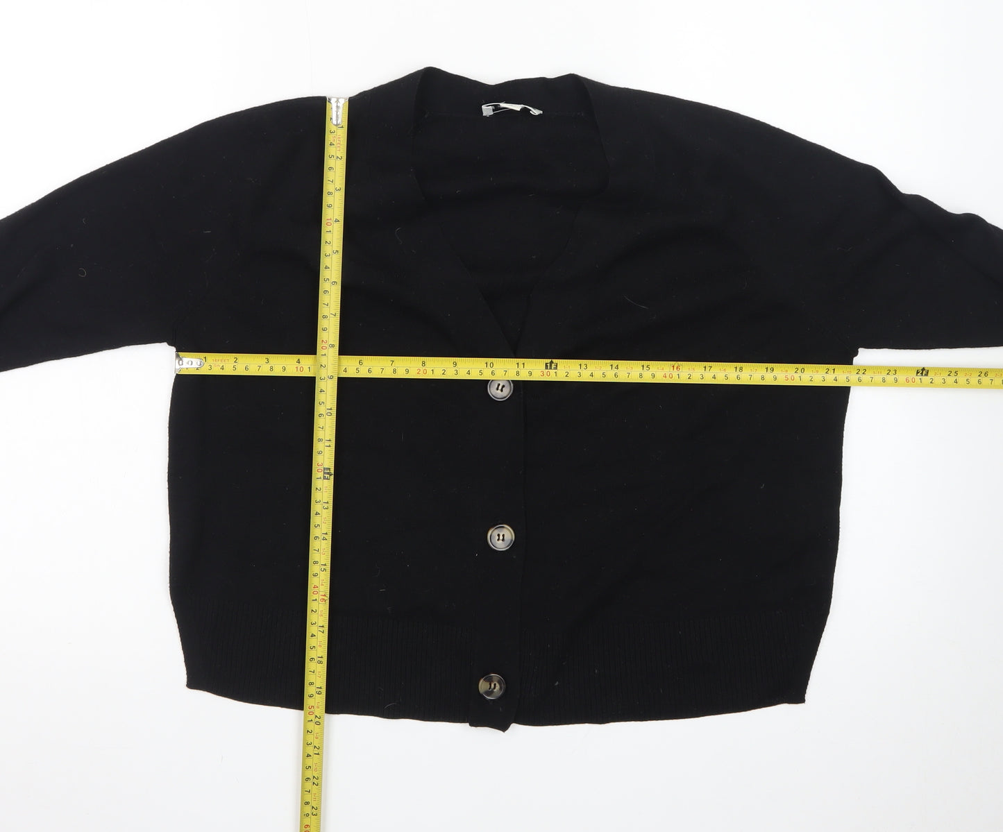 Whistles Women's Black Cotton Knit Cardigan Size S