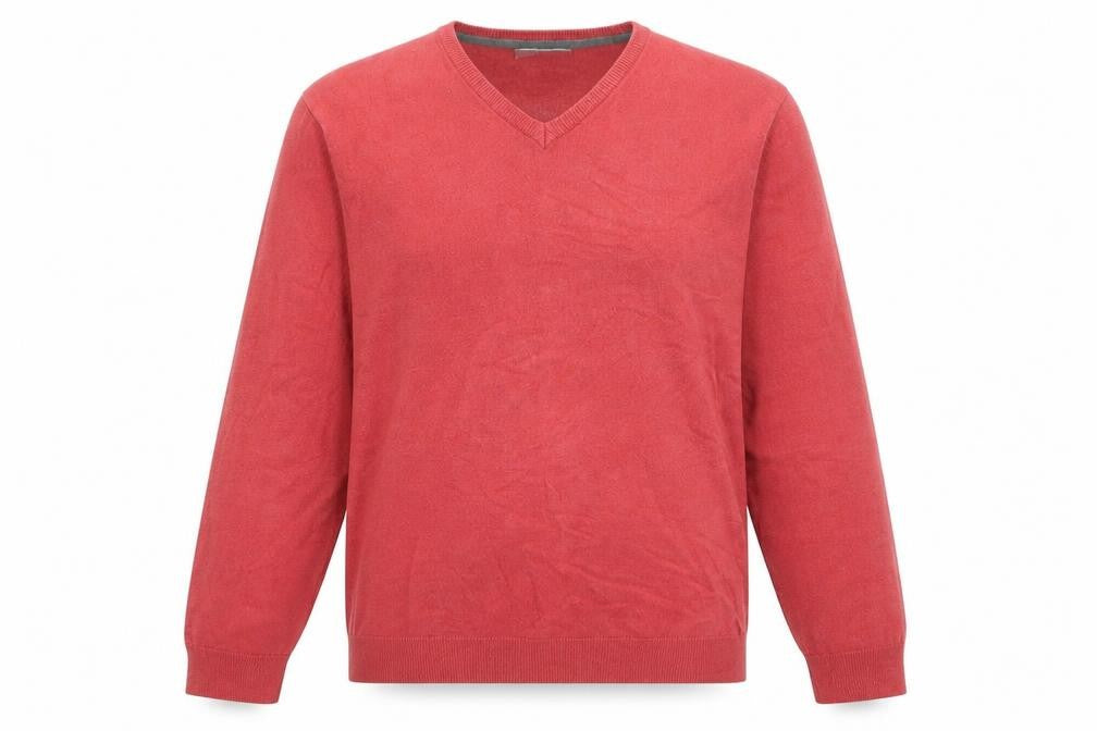 Marks and Spencer Mens Red Wool Cashmere V-Neck Jumper XL Regular Fit