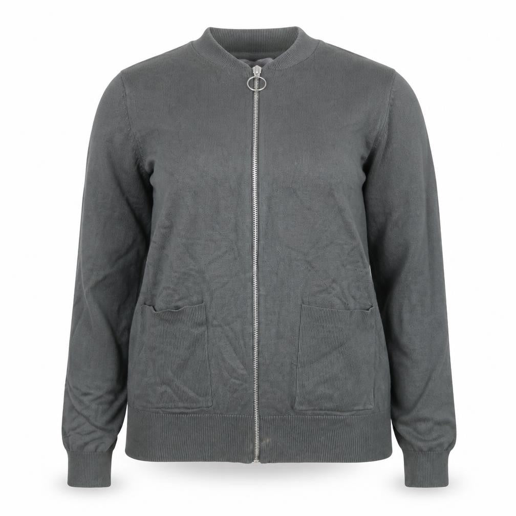 Front view of Red Herring Women Green Bomber Jacket, size 14, Cotton Blend Zip Up