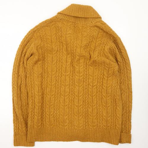 Fat Face Men's Yellow Wool Cable-Knit Cardigan XL