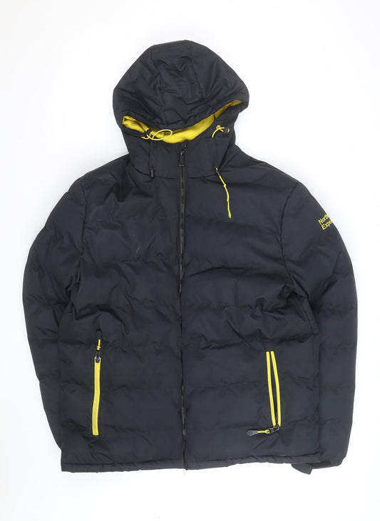Northern Expo Men's Black L Hooded Puffer Jacket Winter Coat