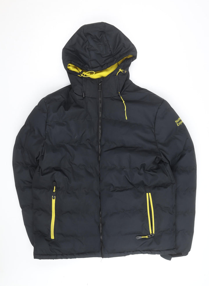 Northern Expo Men's Black L Hooded Puffer Jacket Winter Coat