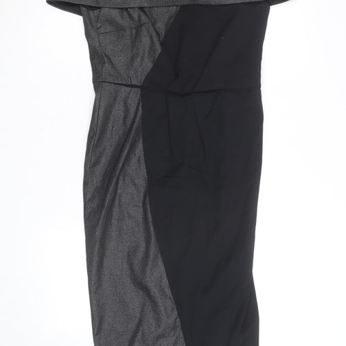 Coast Women's Black Off Shoulder Colourblock Bodycon Dress Size 12