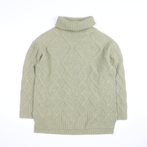 Marks and Spencer Men's Green Cable-Knit Roll Neck Jumper M
