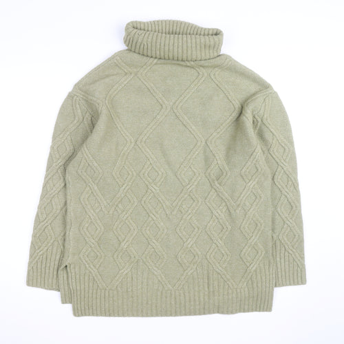 Marks and Spencer Men's Green Cable-Knit Roll Neck Jumper M