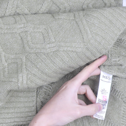 Marks and Spencer Men's Green Cable-Knit Roll Neck Jumper M