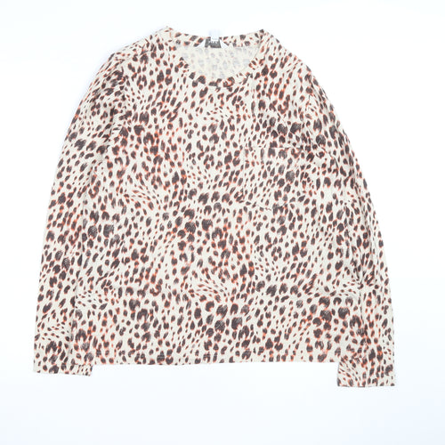 Marks and Spencer Women’s Multicolour Leopard Print Long Sleeve Cotton Modal T-Shirt Size 14