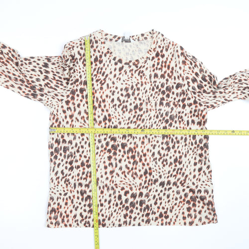 Marks and Spencer Women’s Multicolour Leopard Print Long Sleeve Cotton Modal T-Shirt Size 14