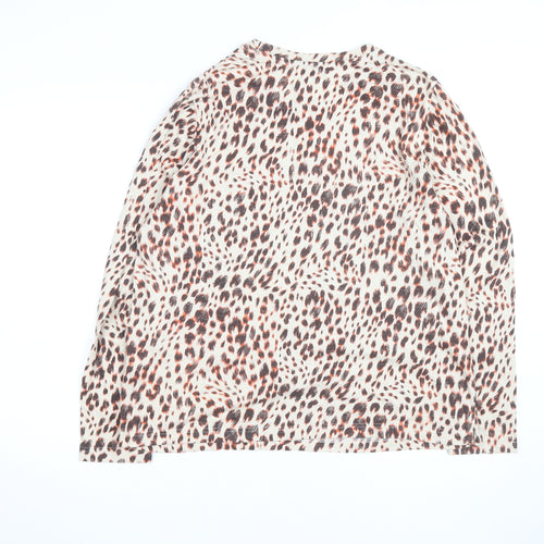 Marks and Spencer Women’s Multicolour Leopard Print Long Sleeve Cotton Modal T-Shirt Size 14