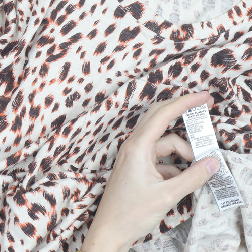 Marks and Spencer Women’s Multicolour Leopard Print Long Sleeve Cotton Modal T-Shirt Size 14