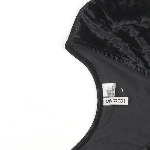 H&M Divided Womens Black Velvet Long Sleeve Bodysuit Size 8