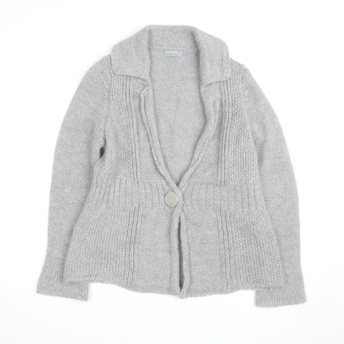 Marks and Spencer Per Una Women Grey Cardigan M Wool Blend Knit