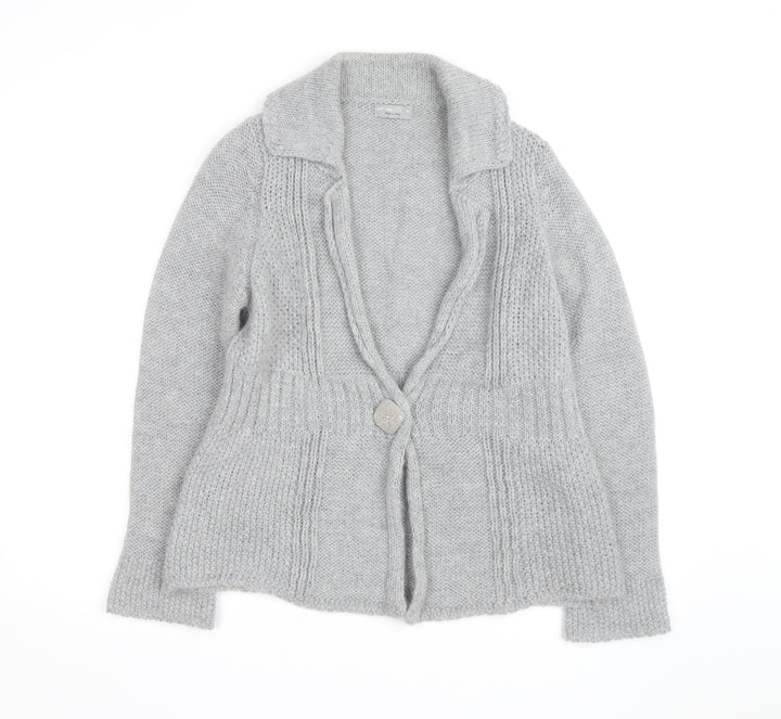 Marks and Spencer Per Una Women Grey Cardigan M Wool Blend Knit