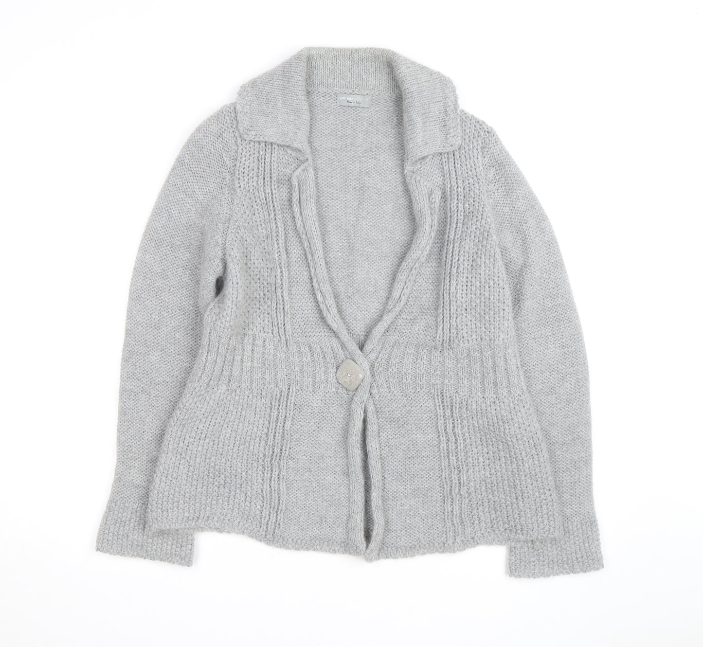Marks and Spencer Per Una Women Grey Cardigan M Wool Blend Knit