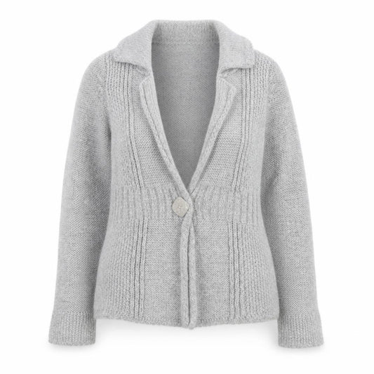 Front view of Marks & Spencer Per Una Women Grey Cardigan M Wool Blend Knit