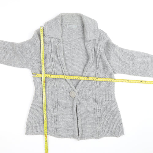 Marks and Spencer Per Una Women Grey Cardigan M Wool Blend Knit