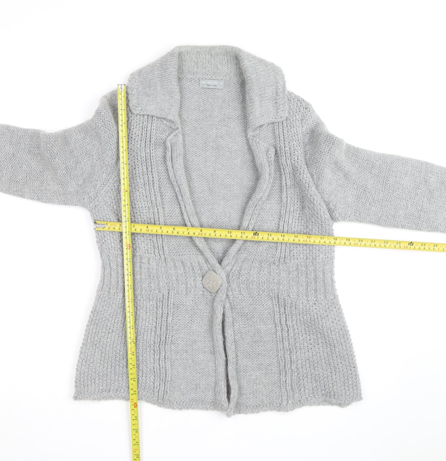 Marks and Spencer Per Una Women Grey Cardigan M Wool Blend Knit