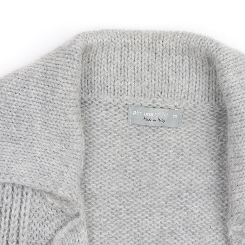 Marks and Spencer Per Una Women Grey Cardigan M Wool Blend Knit