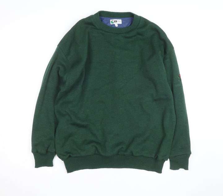 Pro Style Men’s Green Lined Wool Blend Golf Jumper L
