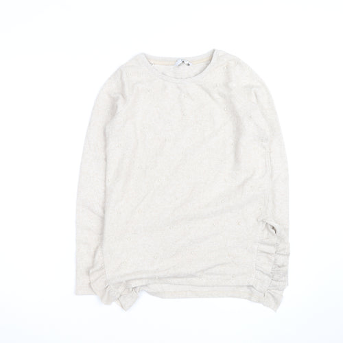 Next Women Beige Beaded Crew Neck Knit Jumper Size 8