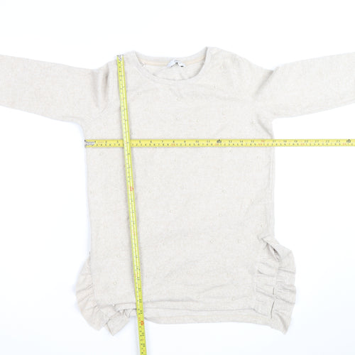 Next Women Beige Beaded Crew Neck Knit Jumper Size 8