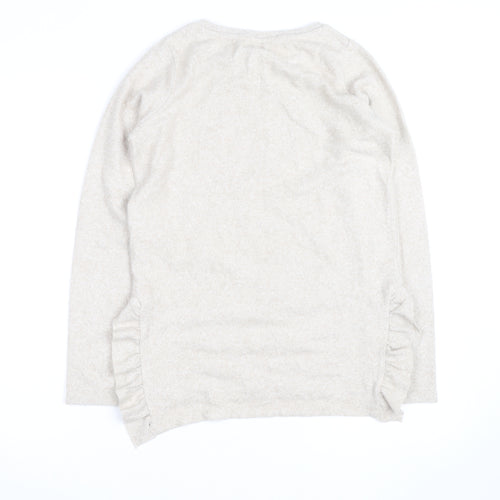 Next Women Beige Beaded Crew Neck Knit Jumper Size 8