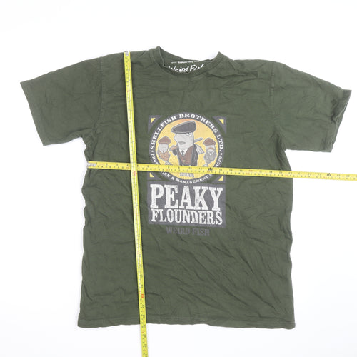 Weird Fish Men's Green Peaky Flounders Graphic Cotton T-Shirt Size M