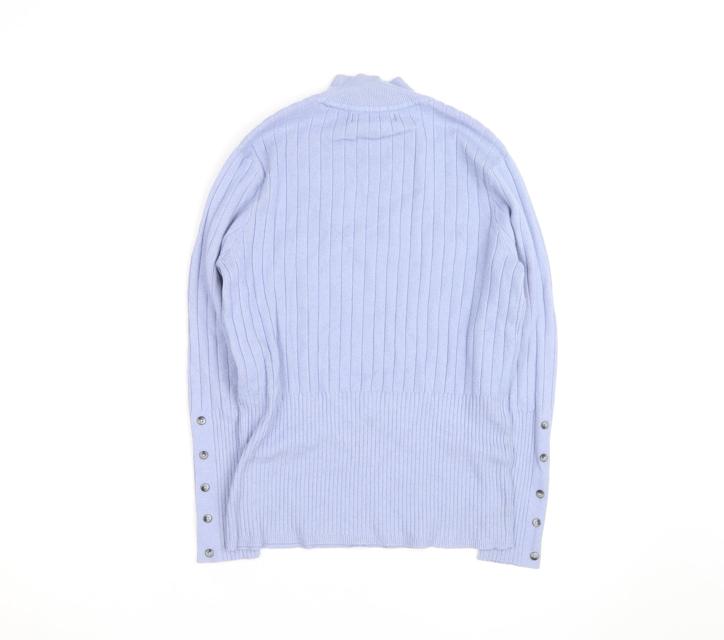 Marks and Spencer Women Blue Mock Neck Ribbed Knit Jumper Size 12