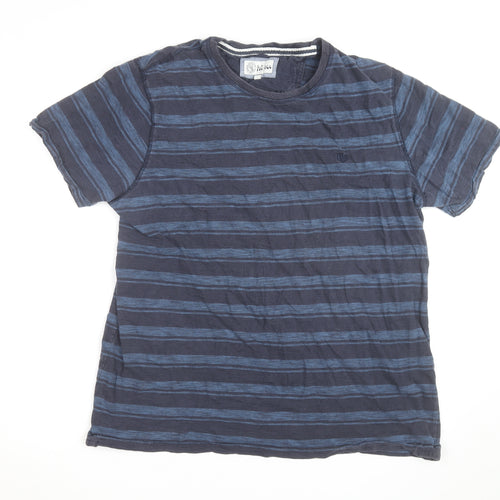 Fat Face Men's Blue Striped Cotton Crew Neck T-Shirt XL