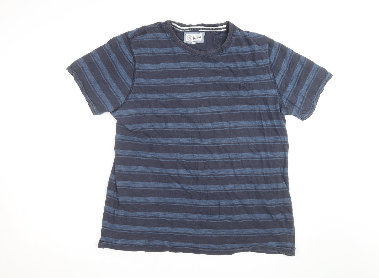 Fat Face Men's Blue Striped Cotton Crew Neck T-Shirt XL