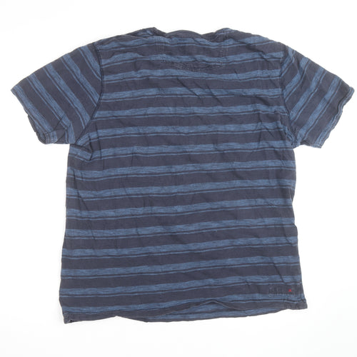 Fat Face Men's Blue Striped Cotton Crew Neck T-Shirt XL