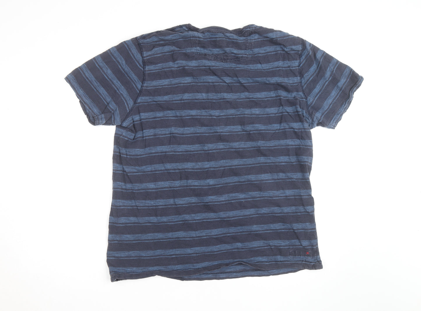 Fat Face Men's Blue Striped Cotton Crew Neck T-Shirt XL