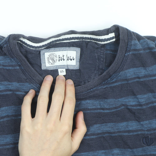 Fat Face Men's Blue Striped Cotton Crew Neck T-Shirt XL