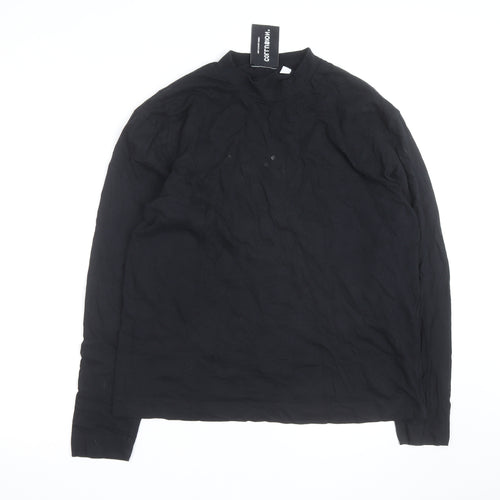 Collusion Men's Black Long Sleeve Mock Neck Jersey Top Size L
