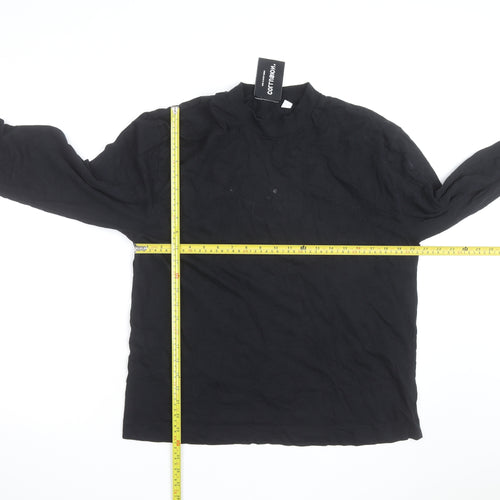 Collusion Men's Black Long Sleeve Mock Neck Jersey Top Size L