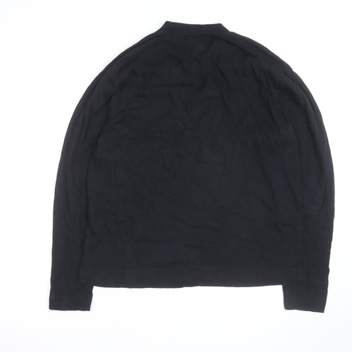 Collusion Men's Black Long Sleeve Mock Neck Jersey Top Size L