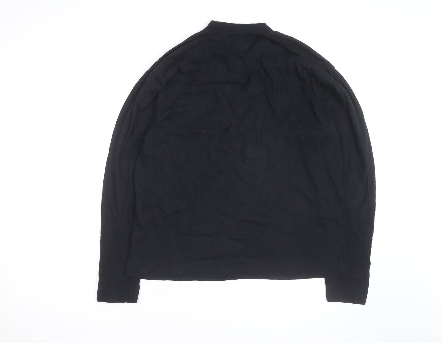 Collusion Men's Black Long Sleeve Mock Neck Jersey Top Size L