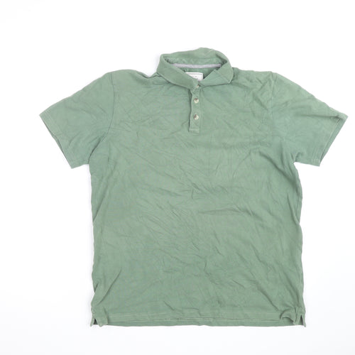 John Lewis Men's Green Cotton Short Sleeve Polo Shirt M