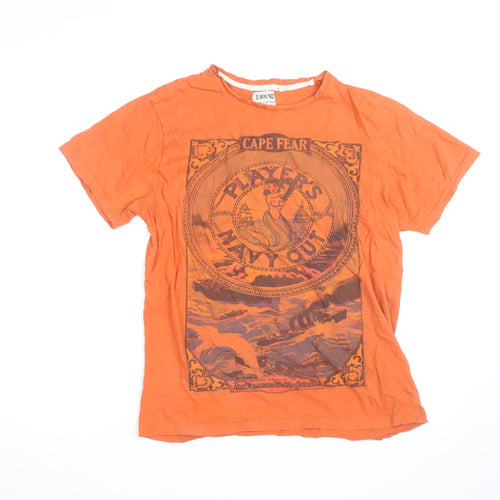 E-BOUND Men's Orange Graphic Print Retro Nautical T-Shirt Size L